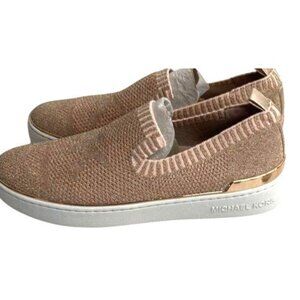 Michael Kors Skyler Knit Womens Rose Gold Slip-On Sneakers 9.5M
